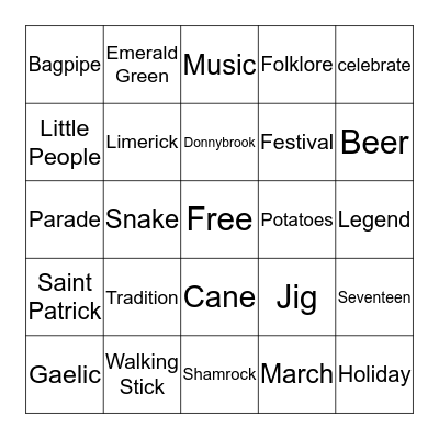 St. Patricks Bingo Card