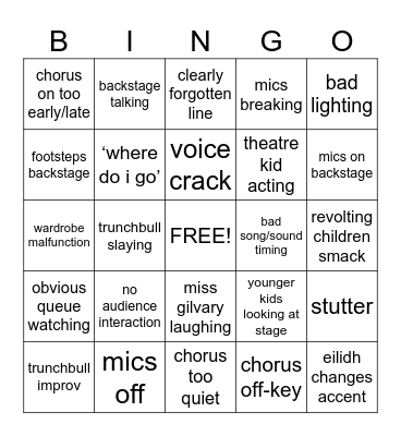 Matilda Bingo Card