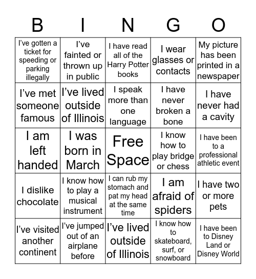 BINGO Card