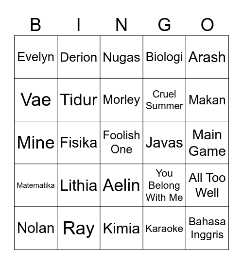 Untitled Bingo Card