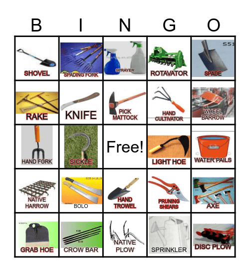 TOOLS AND EQUIPMENT IN HORTICULTURE Bingo Card
