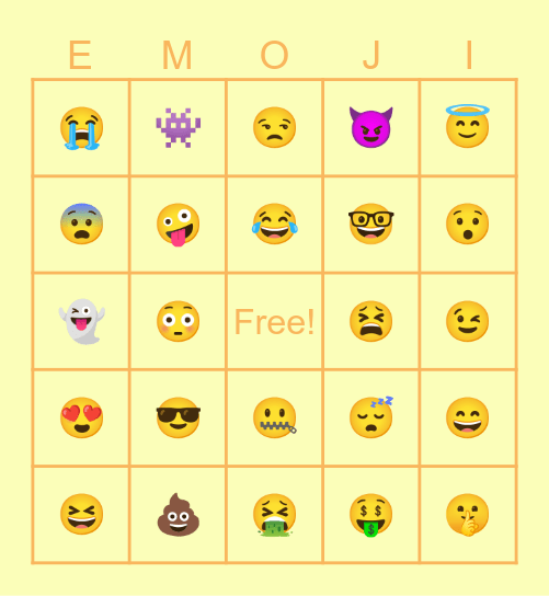 Emojis Bingo Card