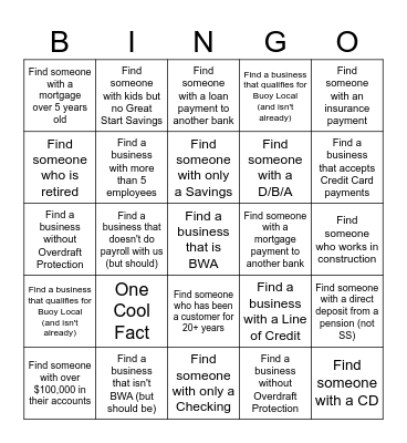 Xperience Bingo Card