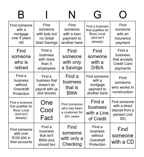 Xperience Bingo Card