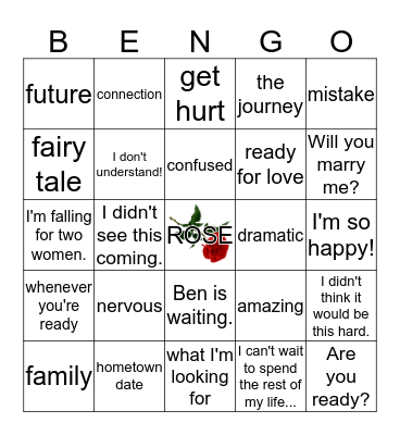 Bachelor Beng-o Bingo Card