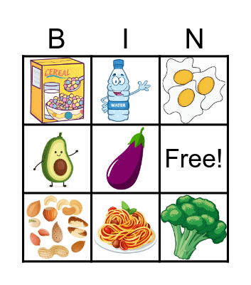 Foods Bingo Card