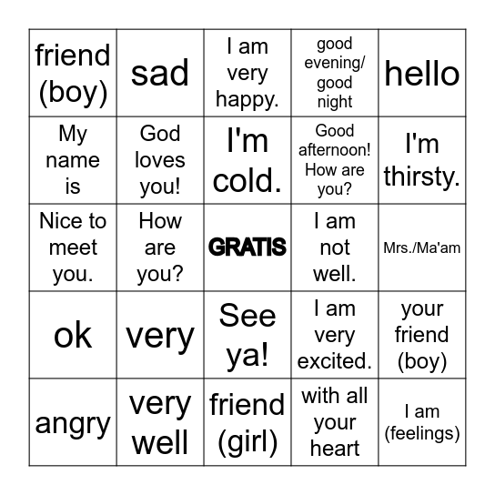 Quarter 1 Bingo- 5th and 6th Grade Bingo Card