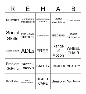 REHAB BINGO Card