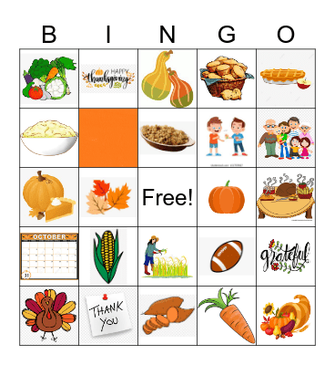 l'action de grace Bingo Card