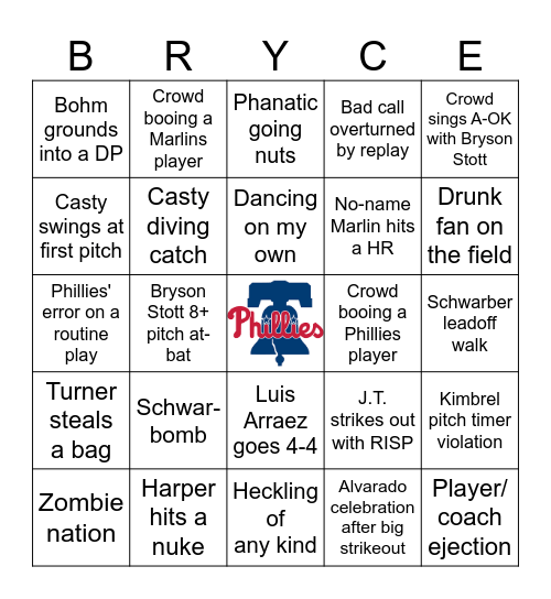 Ballpark Bingo Card