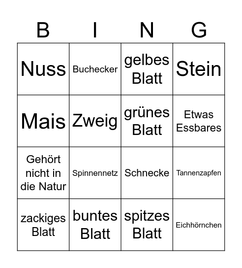 Herbst-Sparziergang-Bingo Card