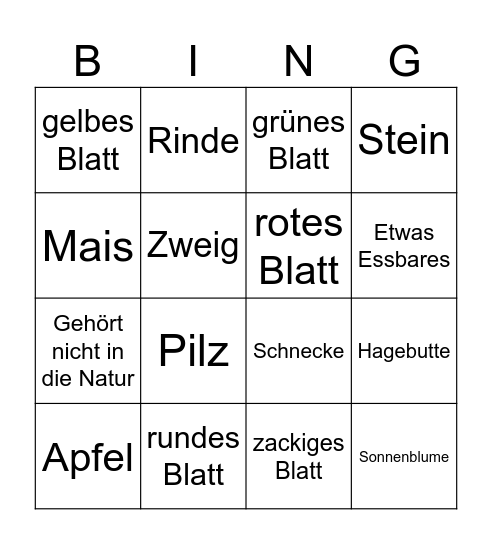 Herbst-Spazier-Bingo Card