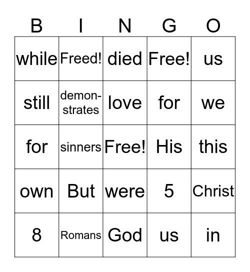 Romans 5:8 Bingo Card