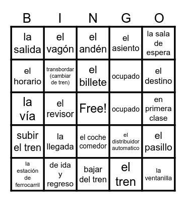 El Tren Bingo Card