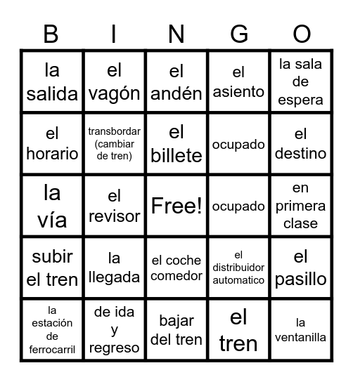 El Tren Bingo Card