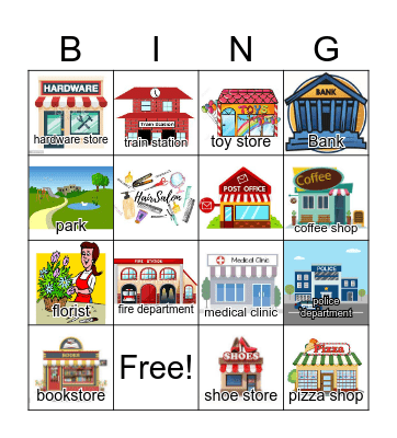 Places in the Community 2 Bingo Card
