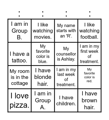 Who am I? Bingo Card