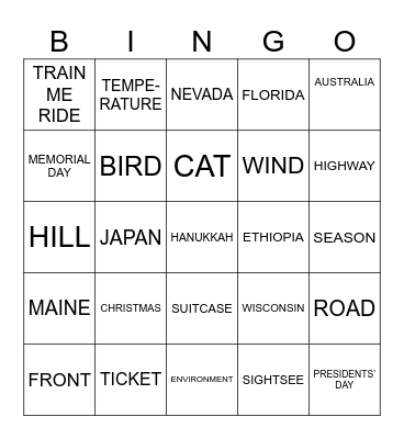 ASL 2: Unit 1- Some vocabularies Bingo Card