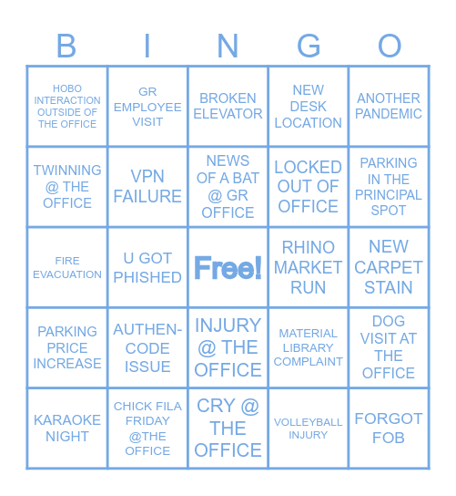 PAE Bingo Card