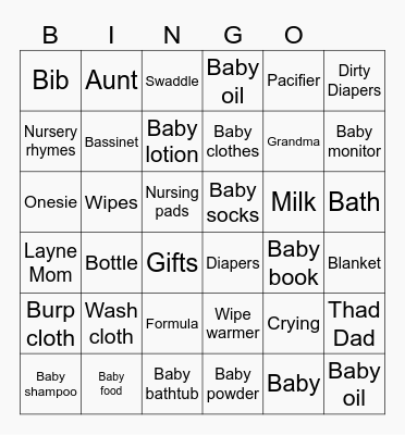 Charlayne’s🧸Gender Reveal🐻 Bingo Card