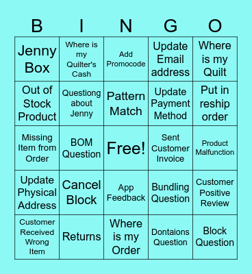 Customer Service Bing Bingo Card