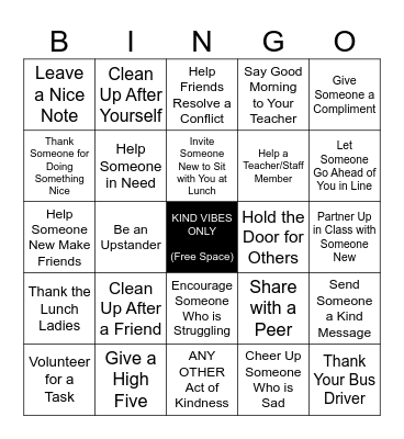 Kindness Bingo | October 2023 Bingo Card
