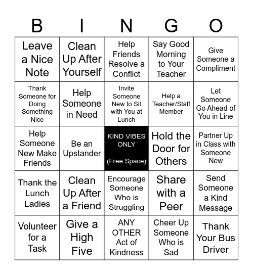Kindness Bingo | October 2023 Bingo Card