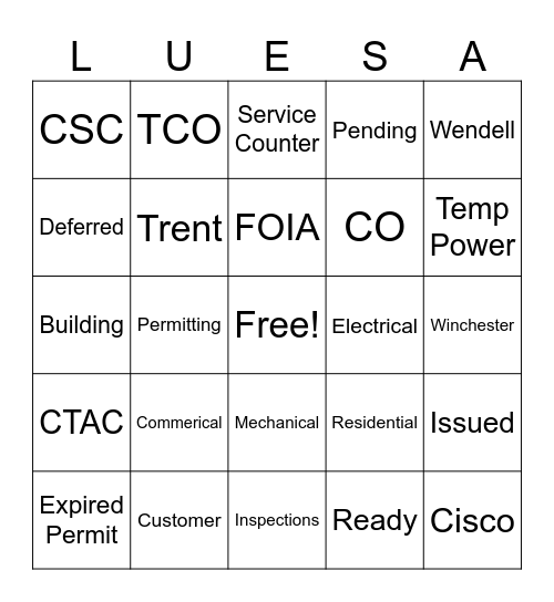 Customer Service Week Bingo Card