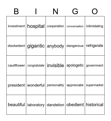 Untitled Bingo Card