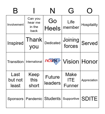 NCSITE Annual Meeting Lunch 2023 Bingo Card