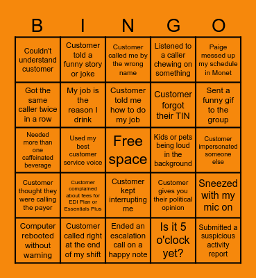 ACS Bingo Card