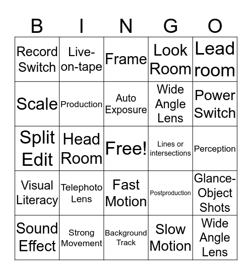 Multimedia Bingo Card