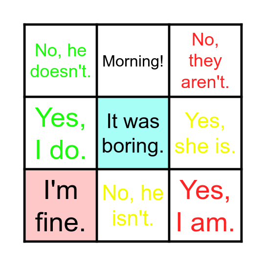 Round 1 - (1): Choose the Answer Bingo Card