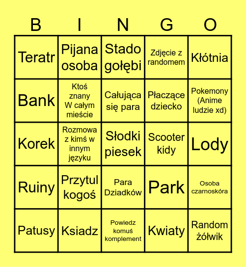Bingo po mieście Bingo Card