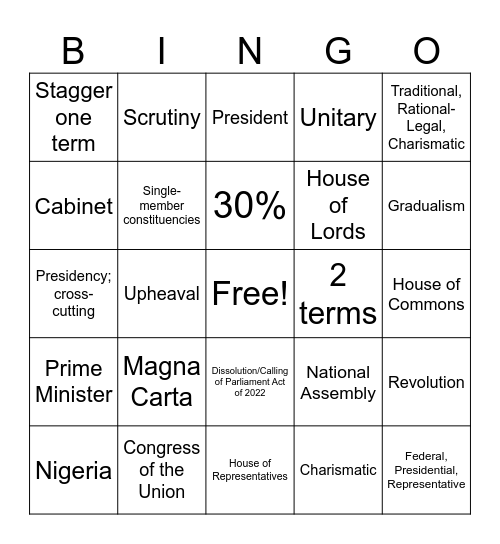 UK, Nigeria, and Mexico Bingo! Bingo Card