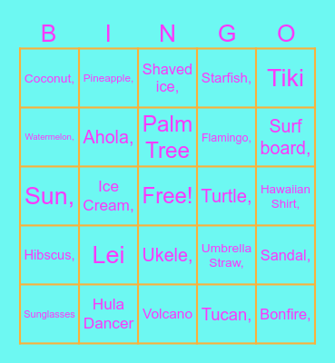 LUAU BINGO Card