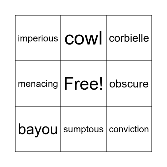 VOCAB BINGO Card