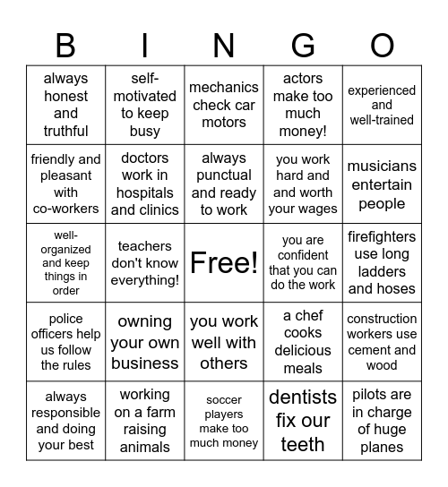 Getting to Know your Peers Bingo Card
