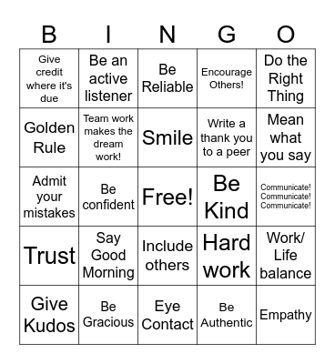 Share the Respect Bingo Card