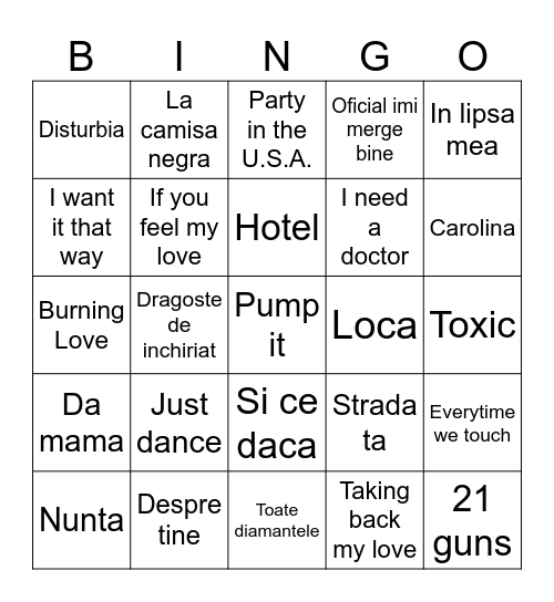 Music Bingo Card