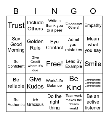 Share the Respect V2 Bingo Card