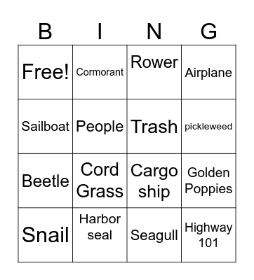 Nature Walk SF Bay Bingo Card