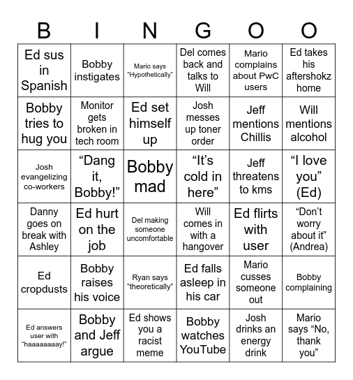 Tech Room Bingoo Bingo Card