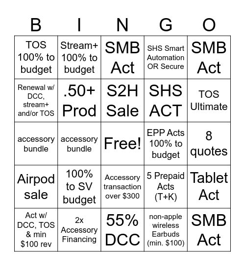 Ian's October Bingo Card