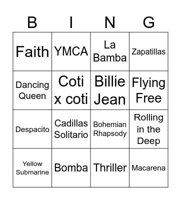 BINGO MUSICAL TERRORÍFIC Bingo Card