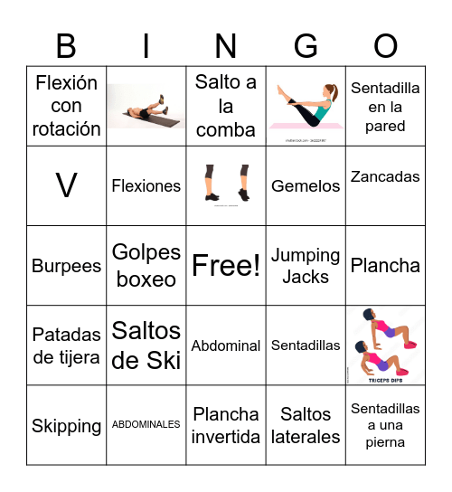 El bingo de la Condición Física Bingo Card