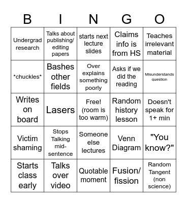 KPop Inorganic Bingo Card