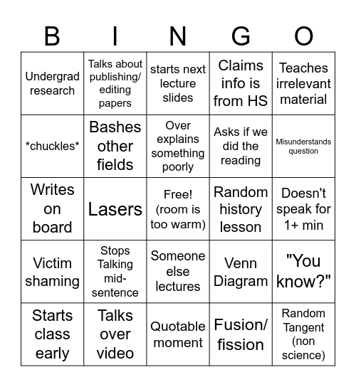 KPop Inorganic Bingo Card