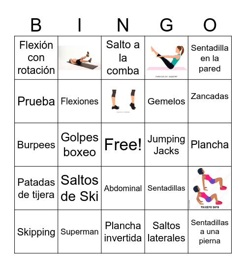 El bingo de la Condición Física Bingo Card