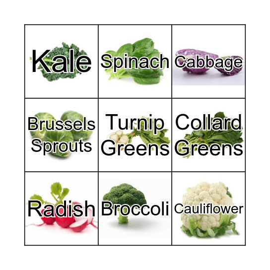 Brassica Bingo  Bingo Card